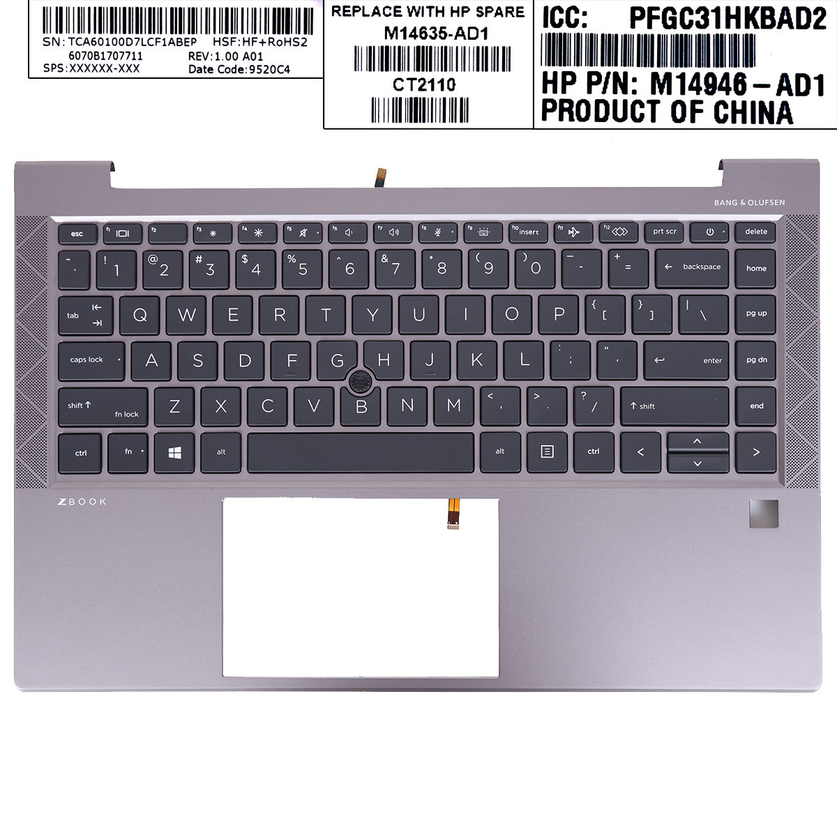 Picture of New Replacement Laptop Keyboard For HP EliteBook 840 G7 G8 Zbook Firefly 14 G7 GRAY Palmrest Backlit US Layout